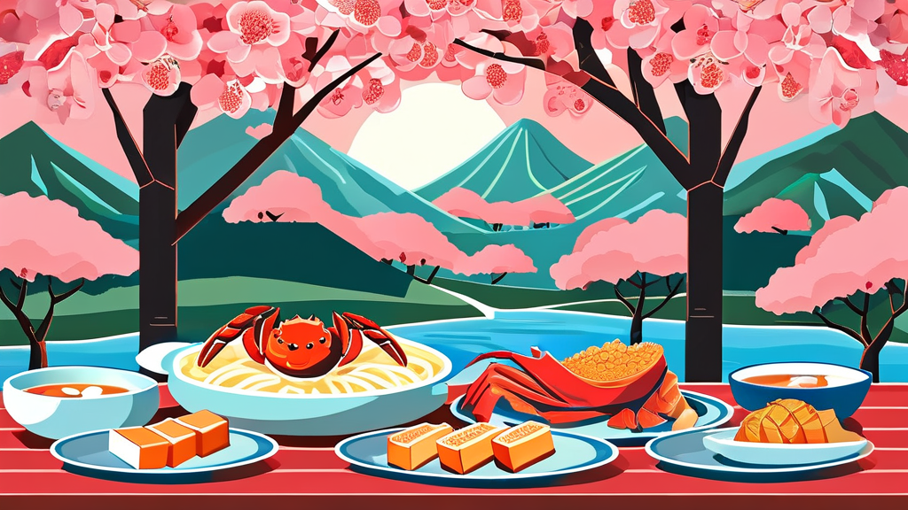 화개장터 벚꽃축제 주변 맛집 및 먹거리 추천 (illustration 스타일)