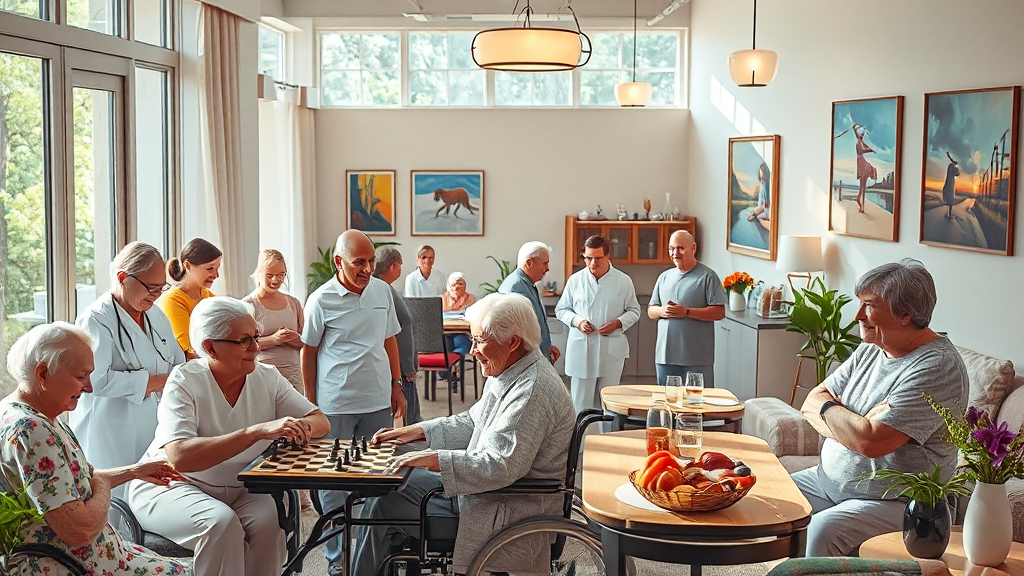 암 치료 부작용 완화, 요양병원 역할 (realistic 스타일)