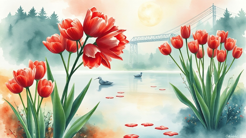 빨간 튤립: 사랑 고백 (watercolor 스타일)