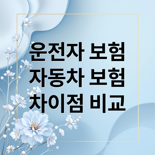 운전자 보험
자동차 보험
차이점 비교 (운전자 보험 vs 자동차 보험, 뭐가 다를까? 헷갈리는 차이 정리 끝!)