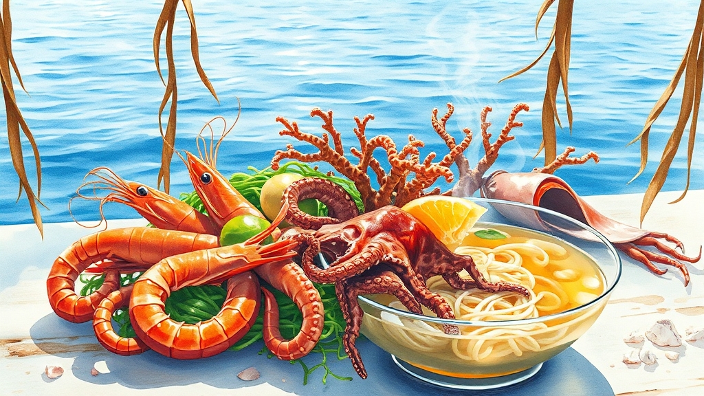 울릉도 맛집 탐방 (watercolor 스타일)