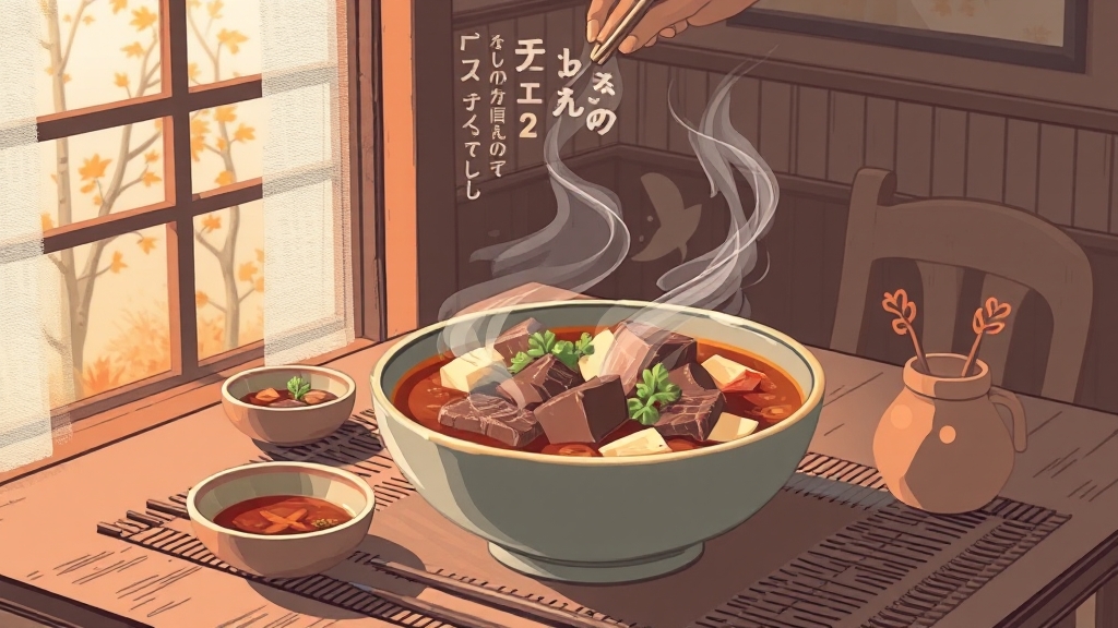 소고기 토란국 황금 레시피 (illustration 스타일)