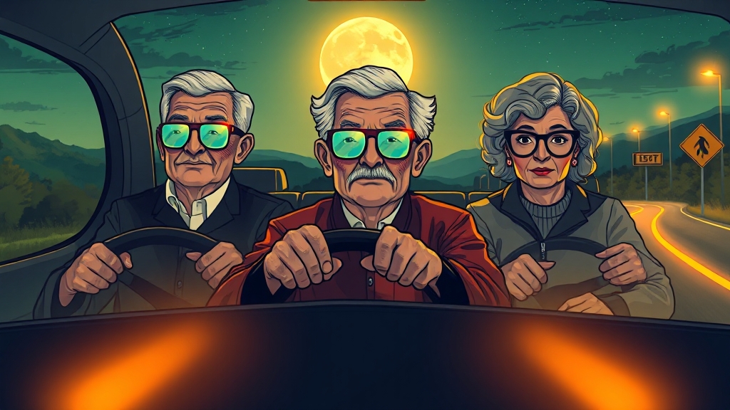 고령 운전자 시력 관리 팁 (illustration 스타일)