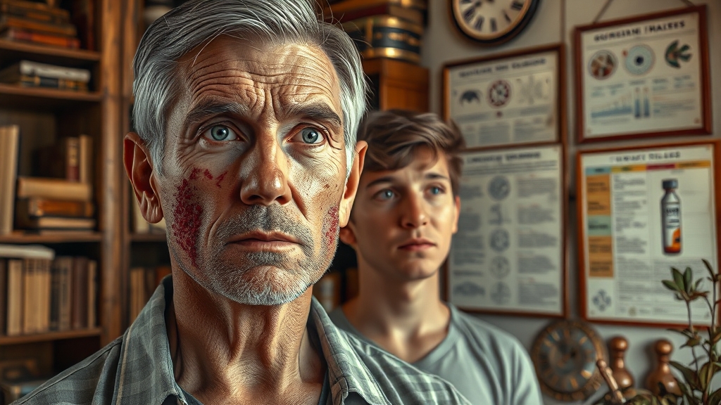 대상포진 관련 궁금증: 부위별 특징과 합병증 (realistic 스타일)