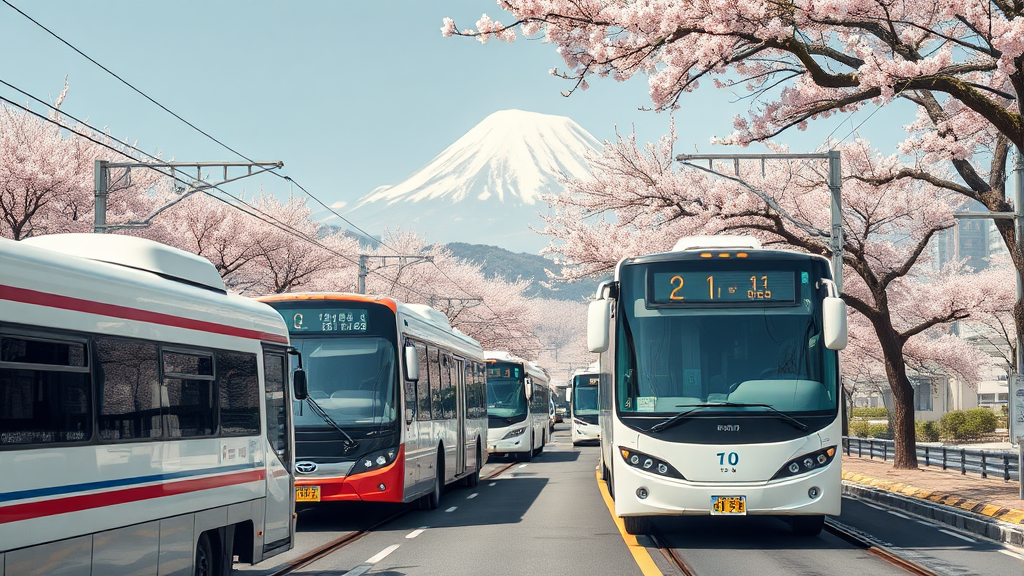 교통 안내: 기차, 버스, 투어 이용 방법 (realistic 스타일)