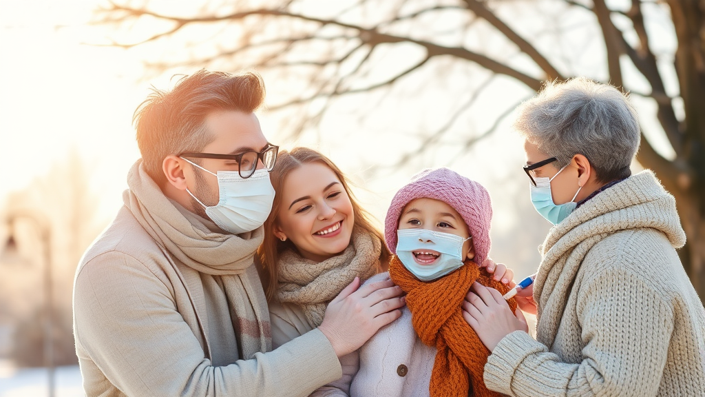 독감 & 코로나 동시 접종 (watercolor 스타일)