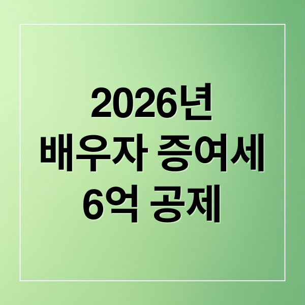 2026년
배우자 증여세
6억 공제 (2026 배우자 증여세 6억 공제)