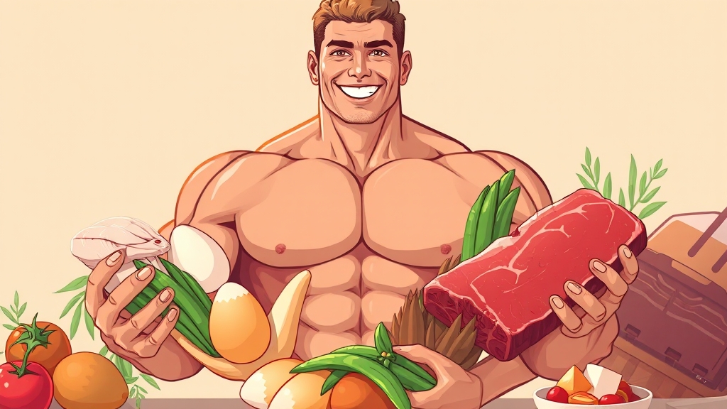 근육 성장에 좋은 단백질 음식 (illustration 스타일)