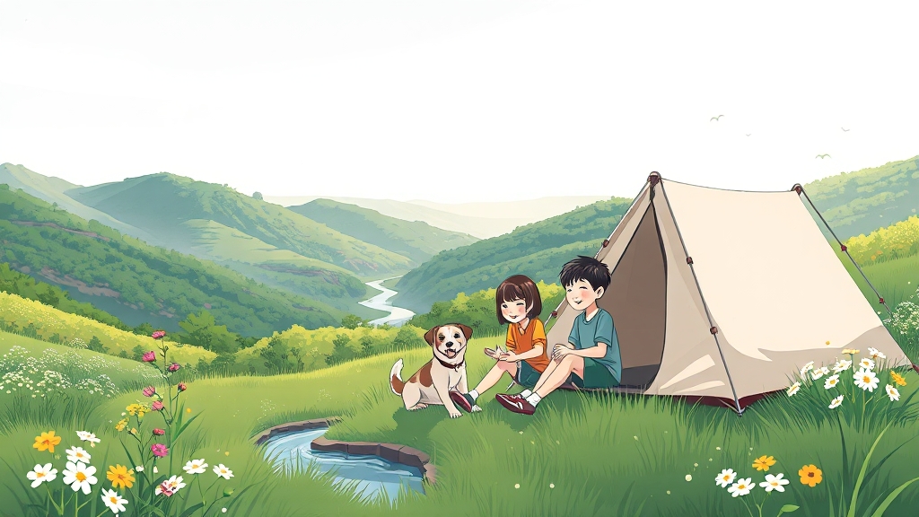 캠핑장 추천 및 예약 정보 (illustration 스타일)