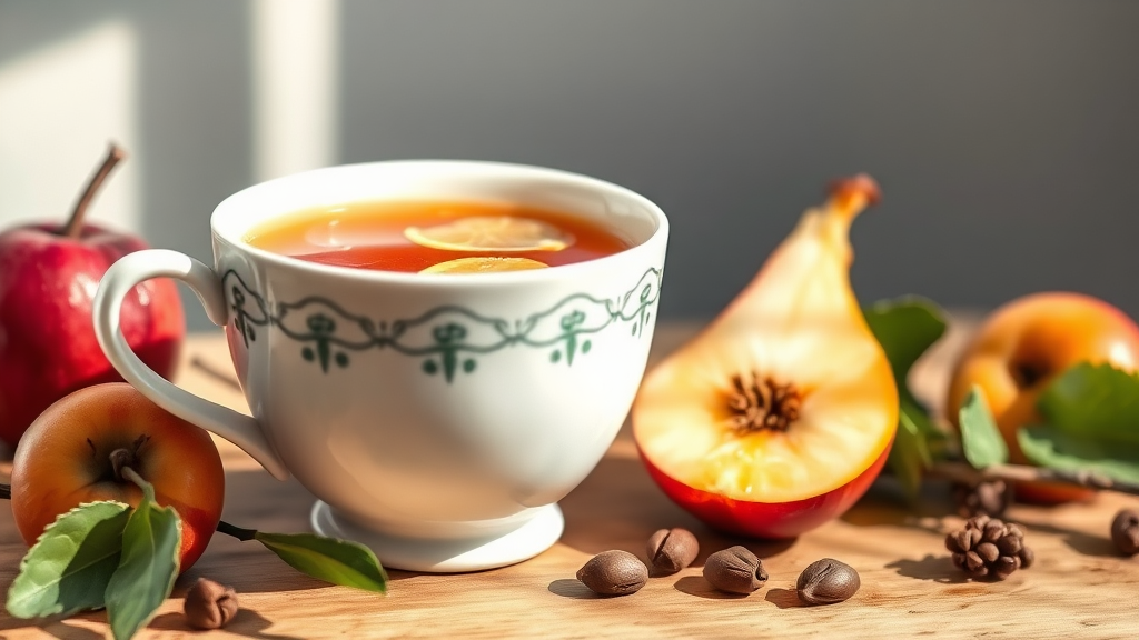 모과차 부작용 및 섭취 시 주의사항 (realistic 스타일)