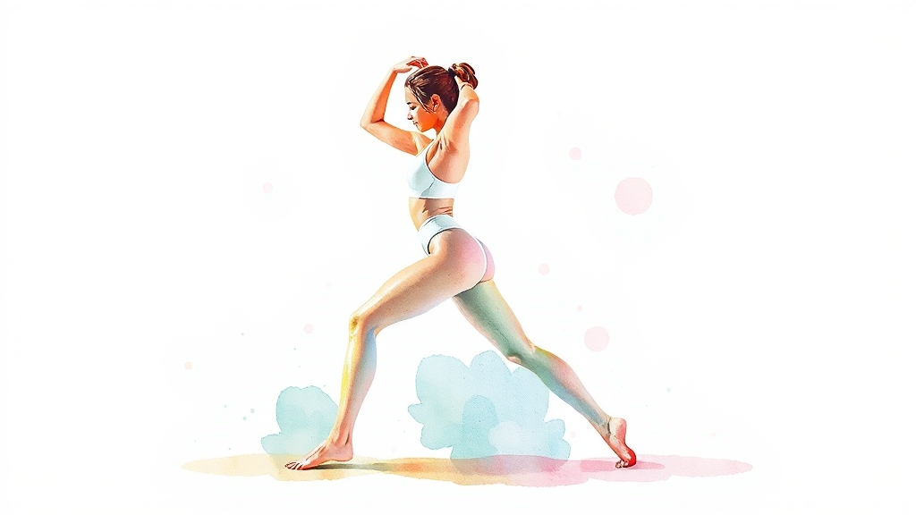 오다리 교정 운동 시 주의사항 (watercolor 스타일)