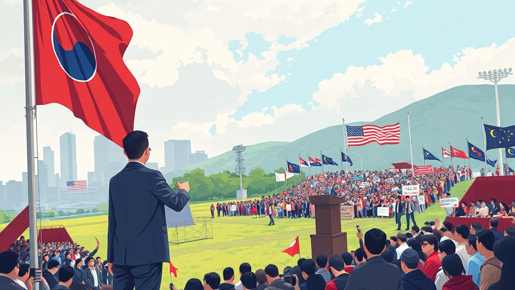 대구 장외투쟁 현장 분위기 (illustration 스타일)
