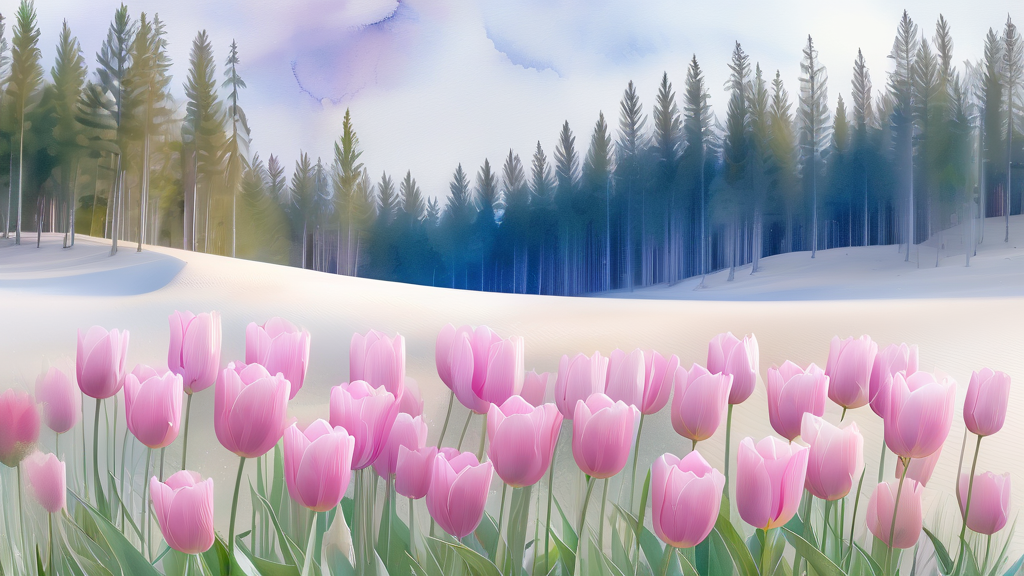 임자도 튤립축제: 봄의 정원 속으로 (watercolor 스타일)