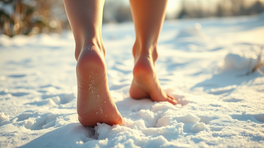 겨울철 맨발걷기란? (realistic 스타일)