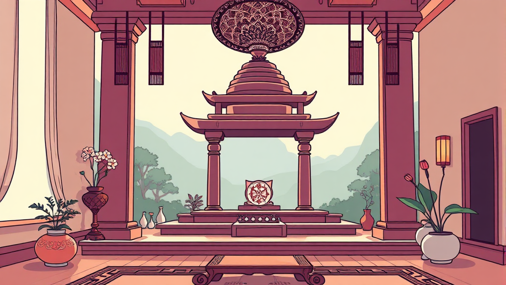 템플스테이 숙소 및 시설: 편안함 속에서 만나는 고요함 (illustration 스타일)