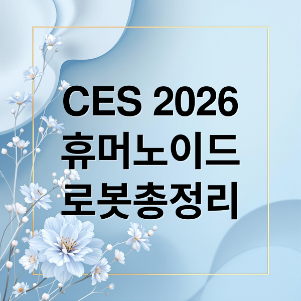 CES 2026
휴머노이드
로봇총정리 (CES 2026 휴머노이드 로봇)