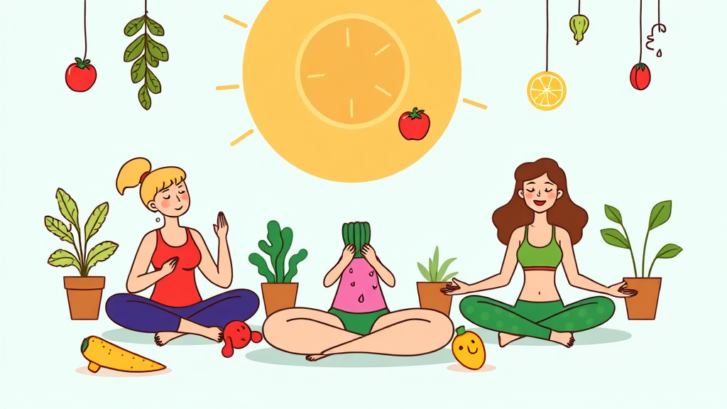 내장 지방 감소를 위한 식단 관리와 운동 병행 전략 (cartoon 스타일)