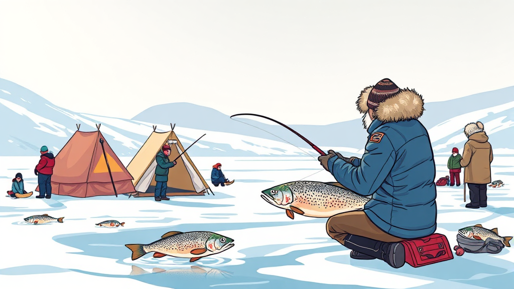 얼음낚시 체험 가이드 (illustration 스타일)