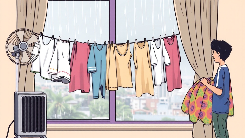 효과적인 빨래 건조법 (cartoon 스타일)