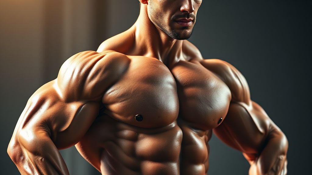 운동 능력 향상과 근육 회복 (realistic 스타일)