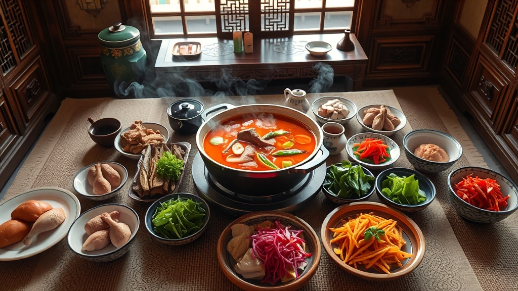 초복 맞이 특별 레시피: 닭볶음탕, 찜닭, 닭한마리 (realistic 스타일)