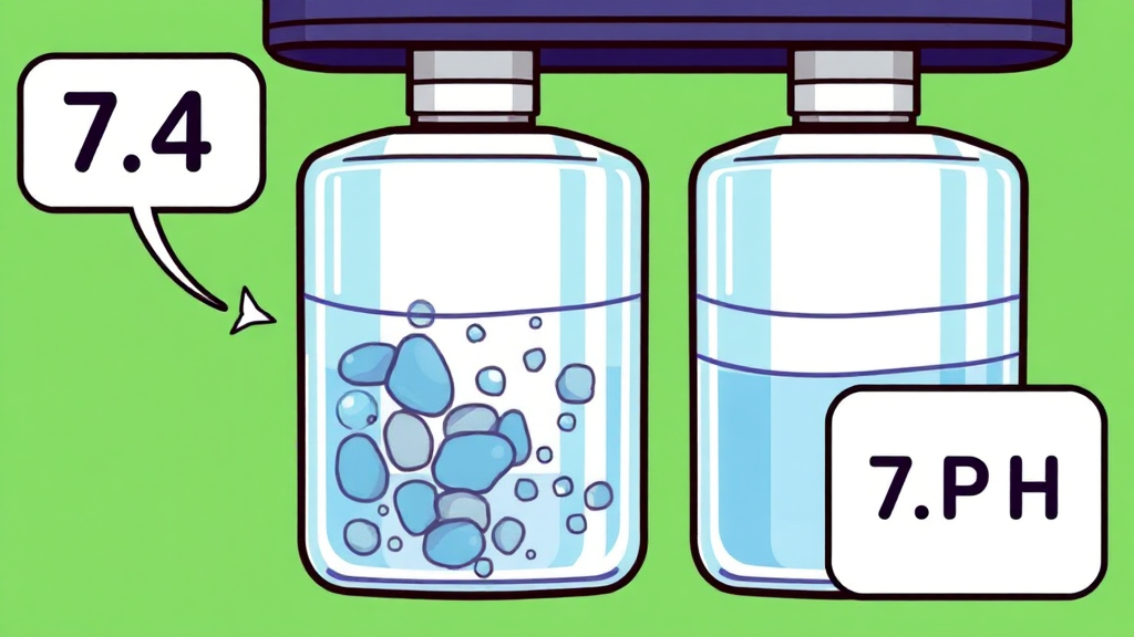 알칼리수 필터 작동 원리 (cartoon 스타일)