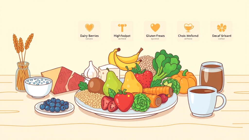피해야 할 고포드맵 식품 (illustration 스타일)