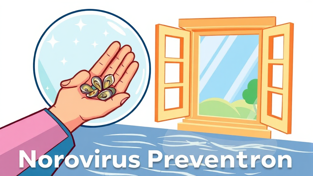 노로바이러스 예방 방법 (cartoon 스타일)