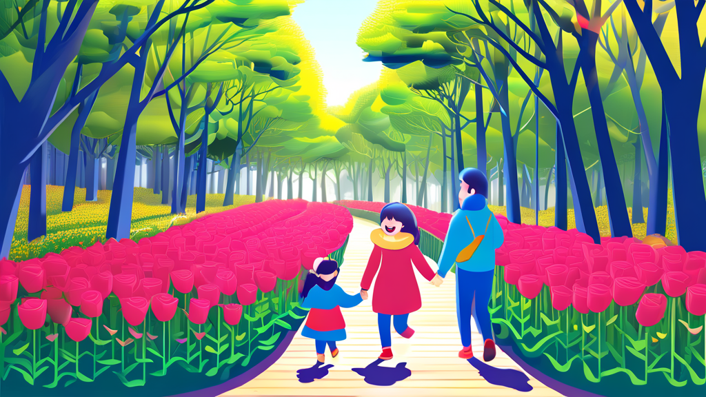 축제 현장 분위기: 시민들의 반응과 포토존 (illustration 스타일)