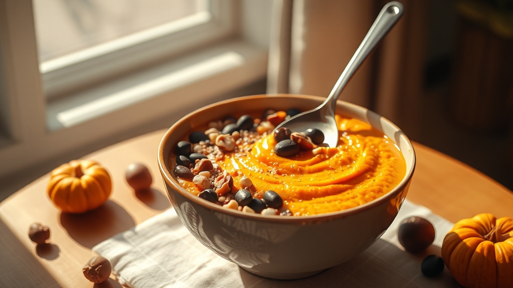 호박죽, 건강하게 즐기기 (realistic 스타일)