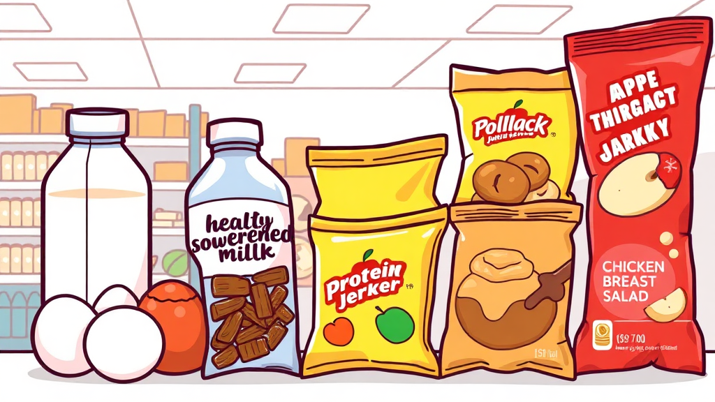 혈당 걱정 끝! 편의점에서 만나는 건강 간식 리스트 (cartoon 스타일)