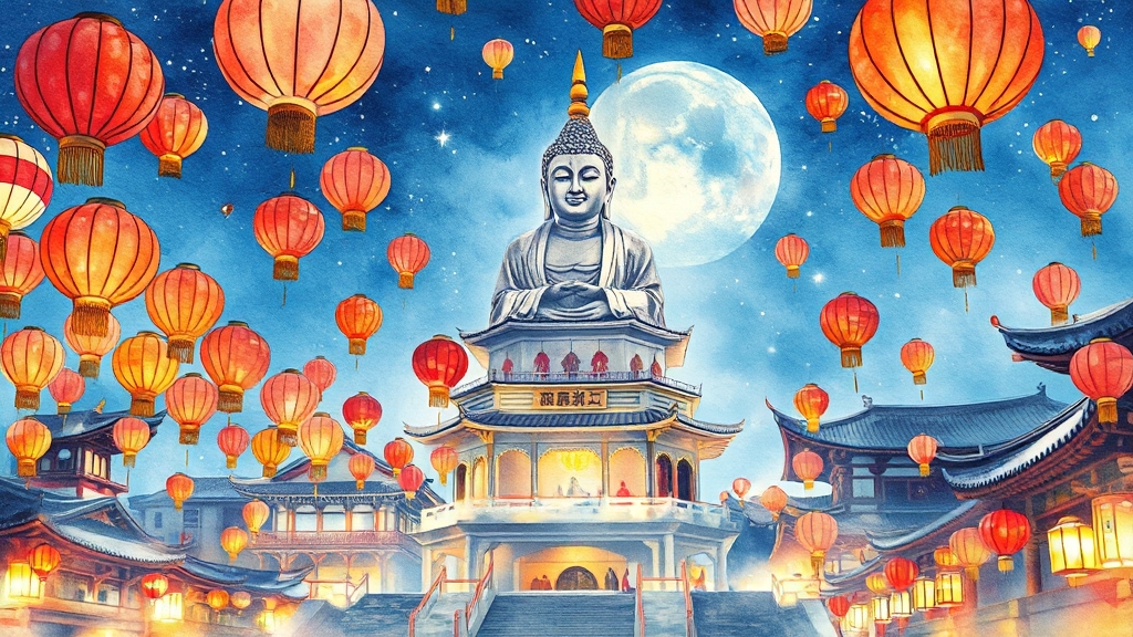 주요 사찰별 연등행사 소개 (watercolor 스타일)