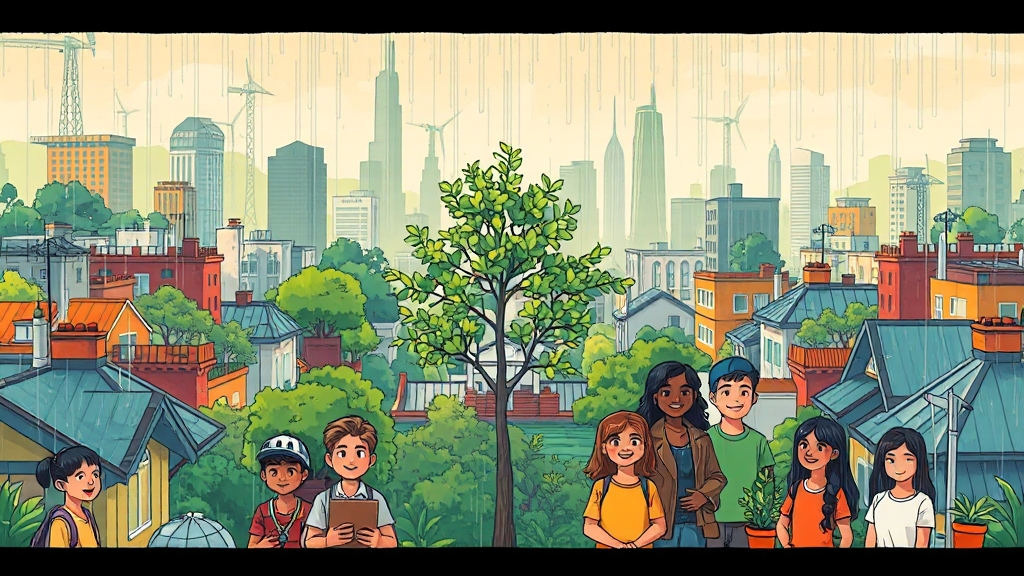 기후위기 극복 노력과 해결책 (cartoon 스타일)