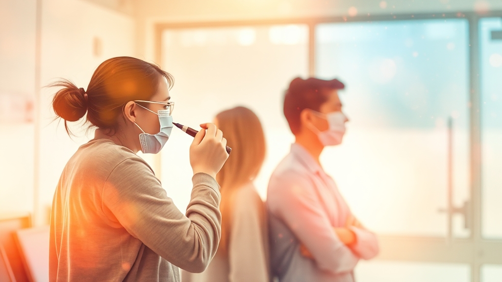 꽃가루 알레르기 진단법 (watercolor 스타일)