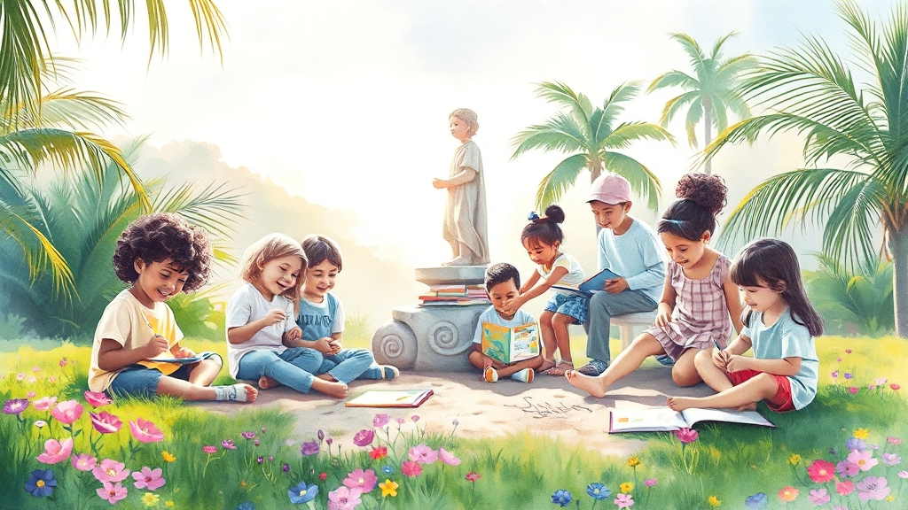 글쓰기 게임 선택 가이드: 연령별 추천 (watercolor 스타일)