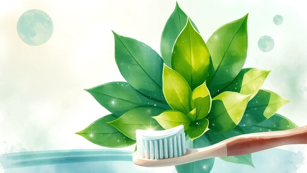 천연 성분 기반 치약 효과 & 장점 (watercolor 스타일)