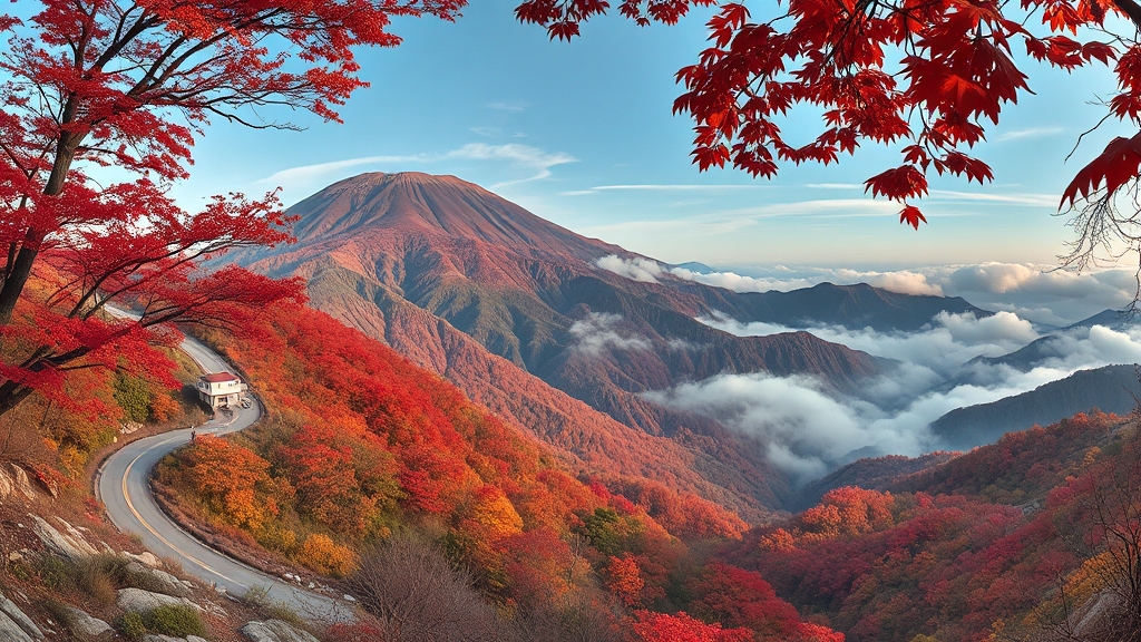 설악산 숨겨진 단풍 명소 (realistic 스타일)