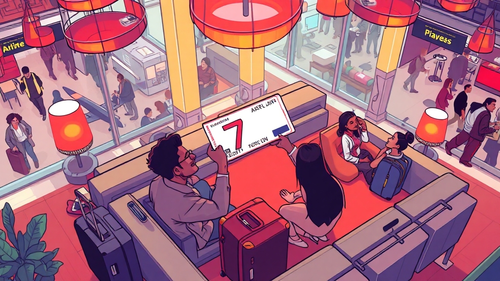 프리미엄 카드와 라운지 혜택 (cartoon 스타일)