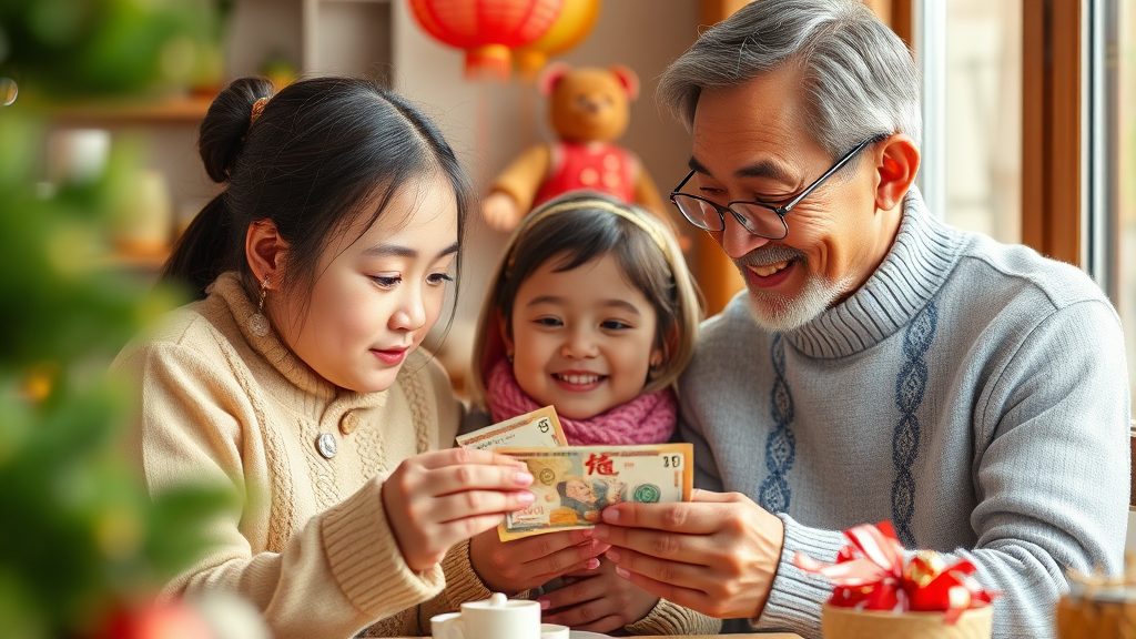 세뱃돈 금액 결정 시 고려해야 할 점들 (realistic 스타일)