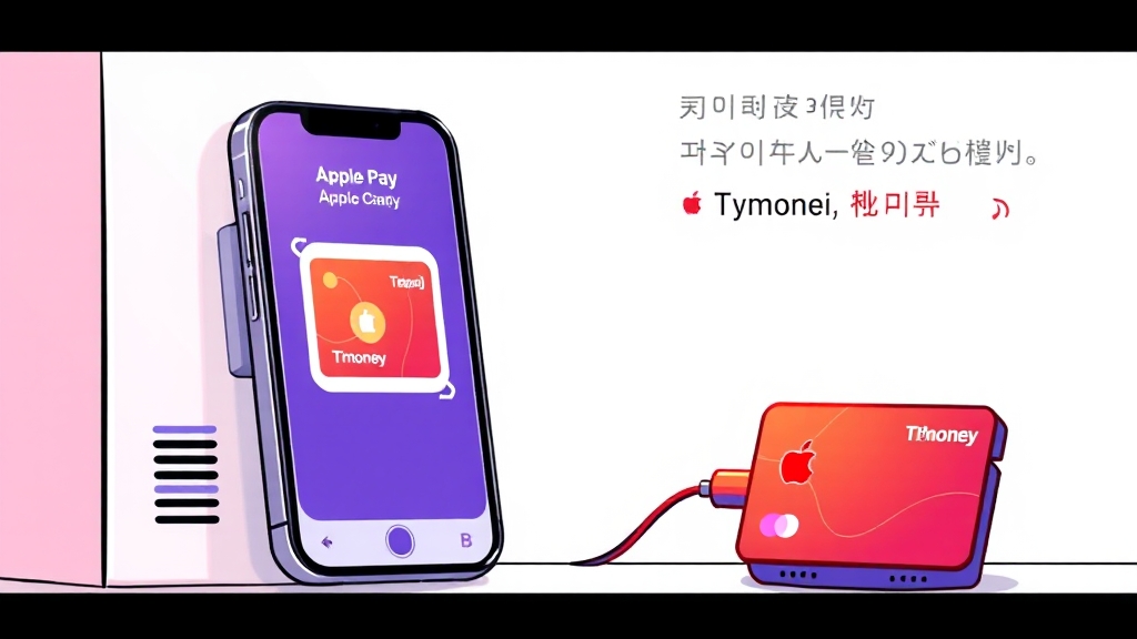 애플페이 티머니 충전 및 자동 충전 설정 (cartoon 스타일)