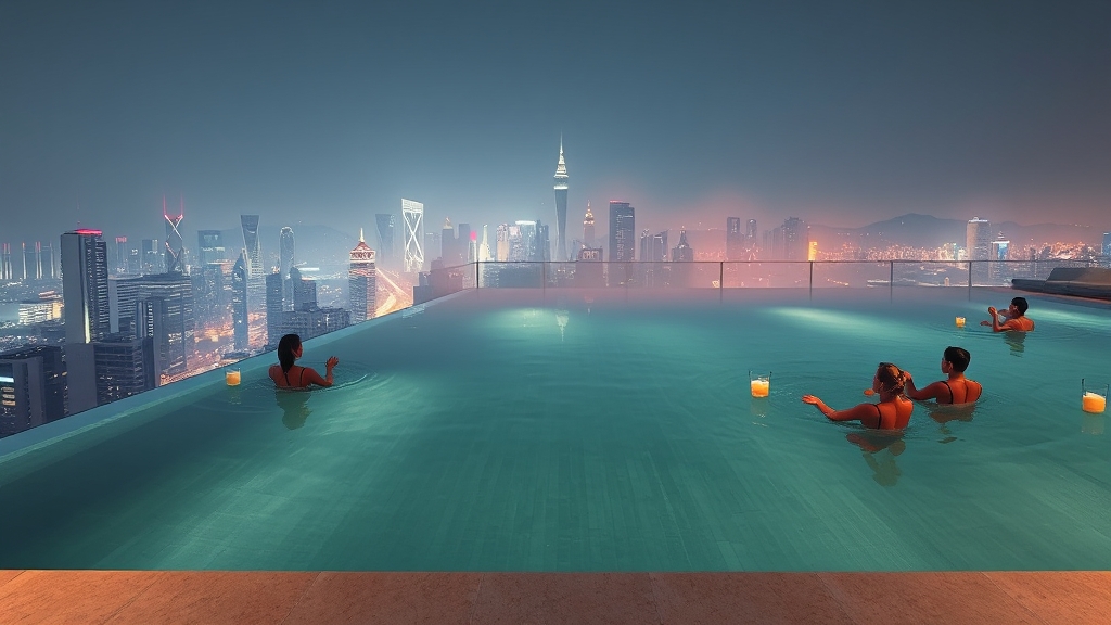 서울 호텔 야외 수영장 정보 (계절별) (illustration 스타일)