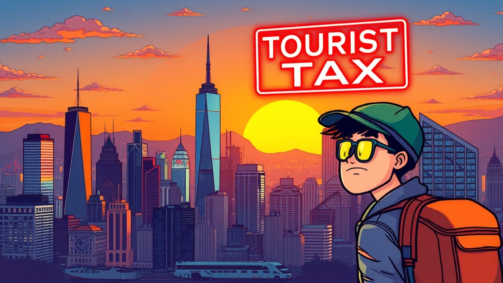 주요 도시 관광세 현황 (cartoon 스타일)