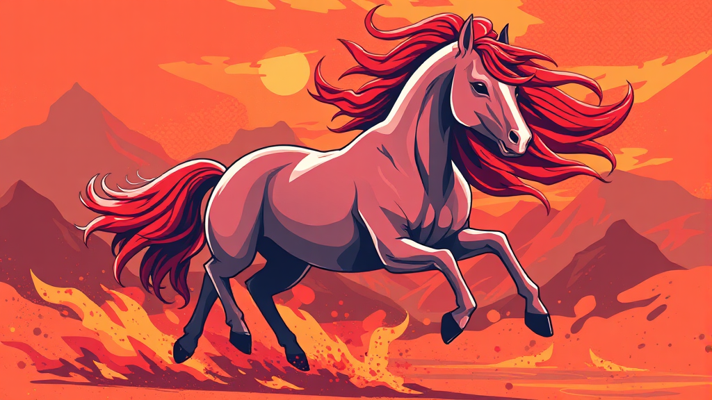 붉은 말, 어떤 기운을 줄까? (illustration 스타일)