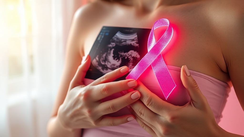 자가 검진과 초음파 병행 (realistic 스타일)