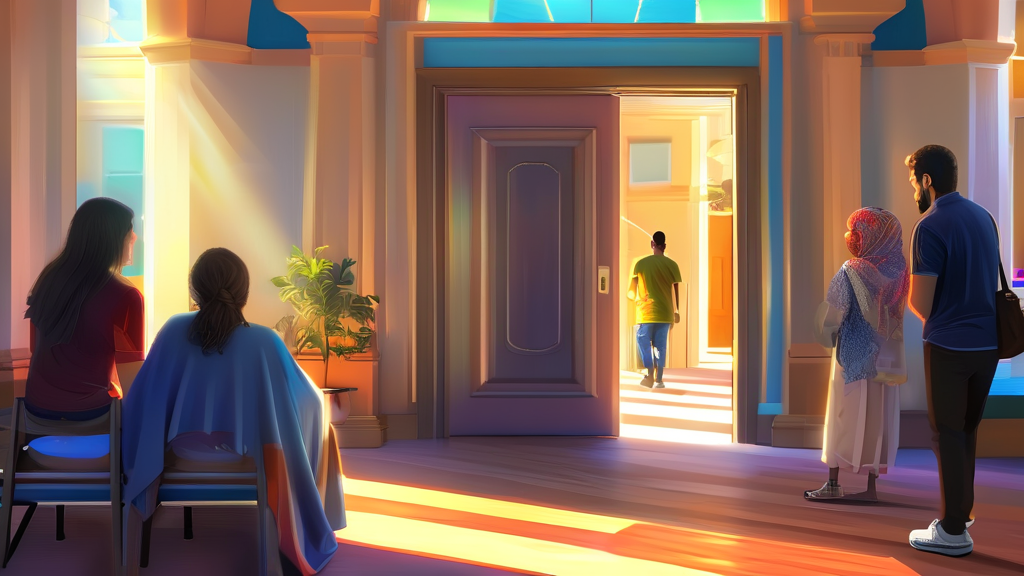 추경 취약계층 지원금 7 그냥드림센터: 복지 사각지대 해소를 위한 희망의 문 (realistic 스타일)