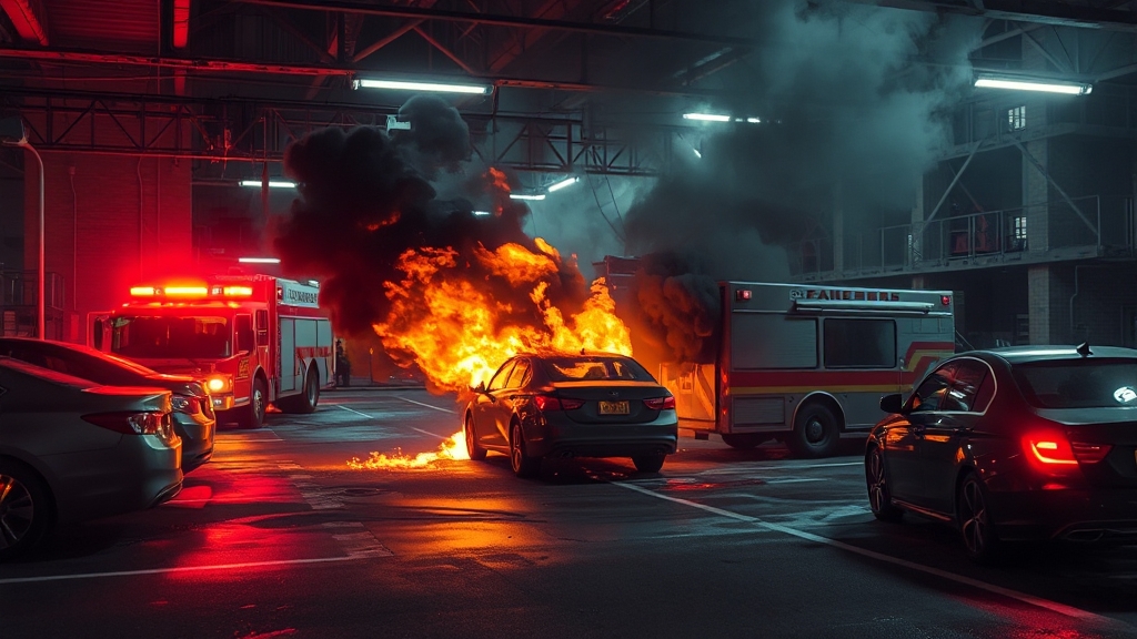 유사 전기차 화재 사례 (realistic 스타일)