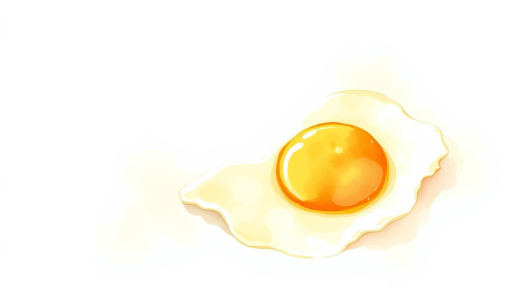 맛있는 계란 후라이의 기본: 재료 준비와 선택 (watercolor 스타일)
