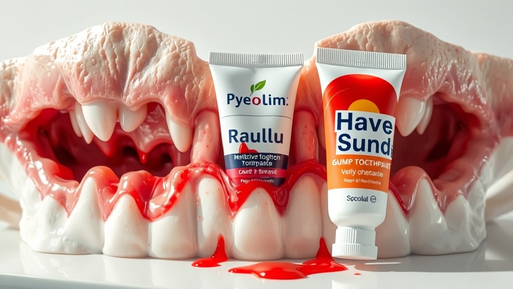치주질환 전문 치약 비교 (realistic 스타일)
