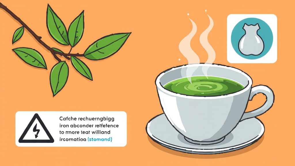 말차 섭취 시 주의사항 및 부작용 (cartoon 스타일)