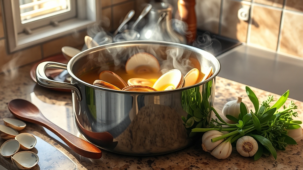 바지락 술찜 황금 레시피AtoZ 2025 2 바지락 술찜 재료 준비 (realistic 스타일)